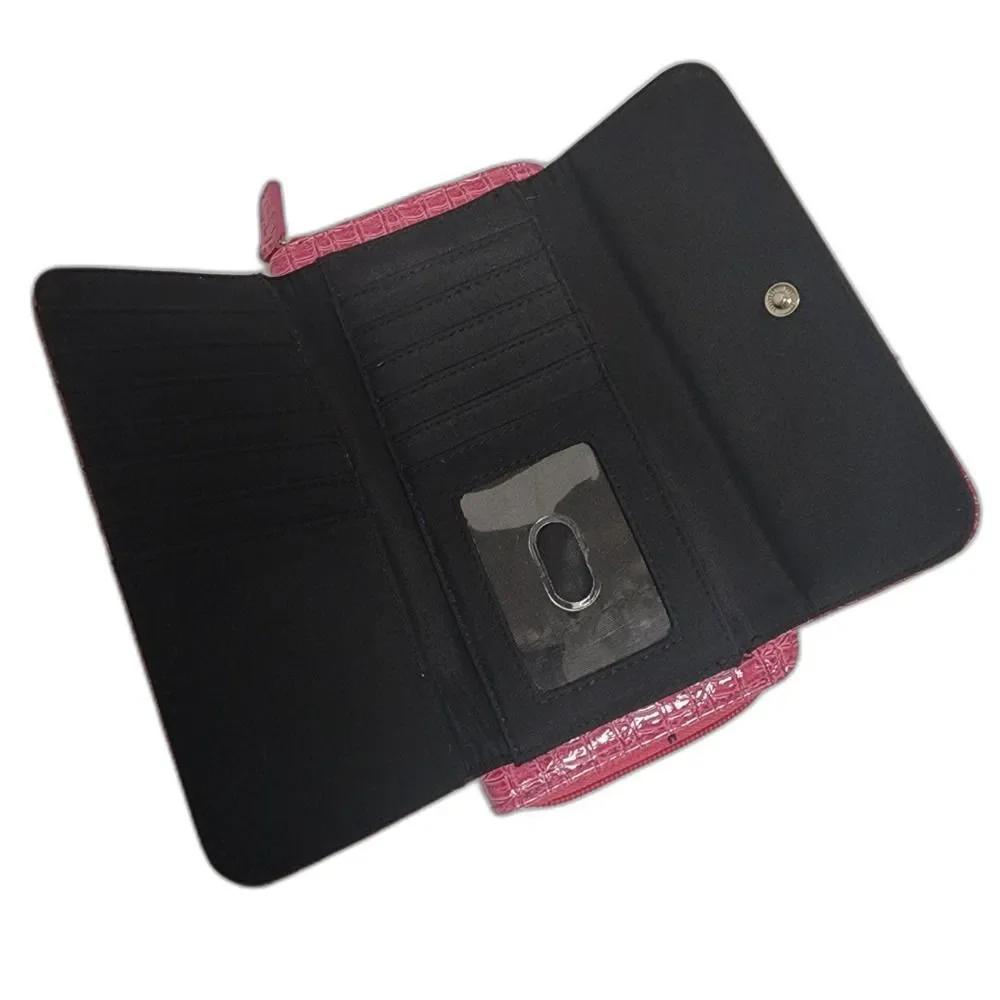 Kenneth Cole Unlisted Production Pink Croc Embossed Zip Around Wallet Clutch